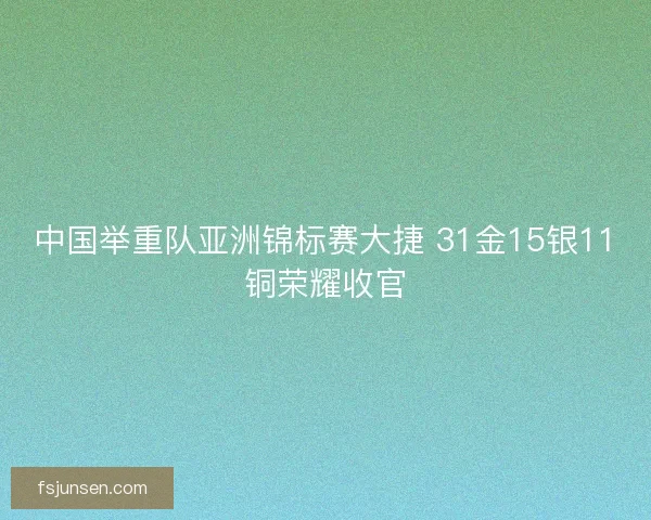 中国举重队亚洲锦标赛大捷 31金15银11铜荣耀收官